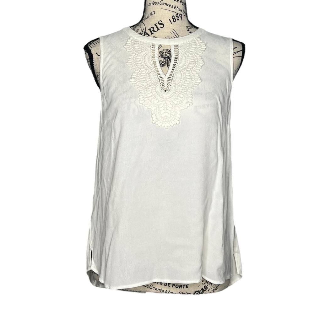 Daniel Rainn (M) Quin Keyhole Crochet Top - Stitch Fix Mixed Material Blouse